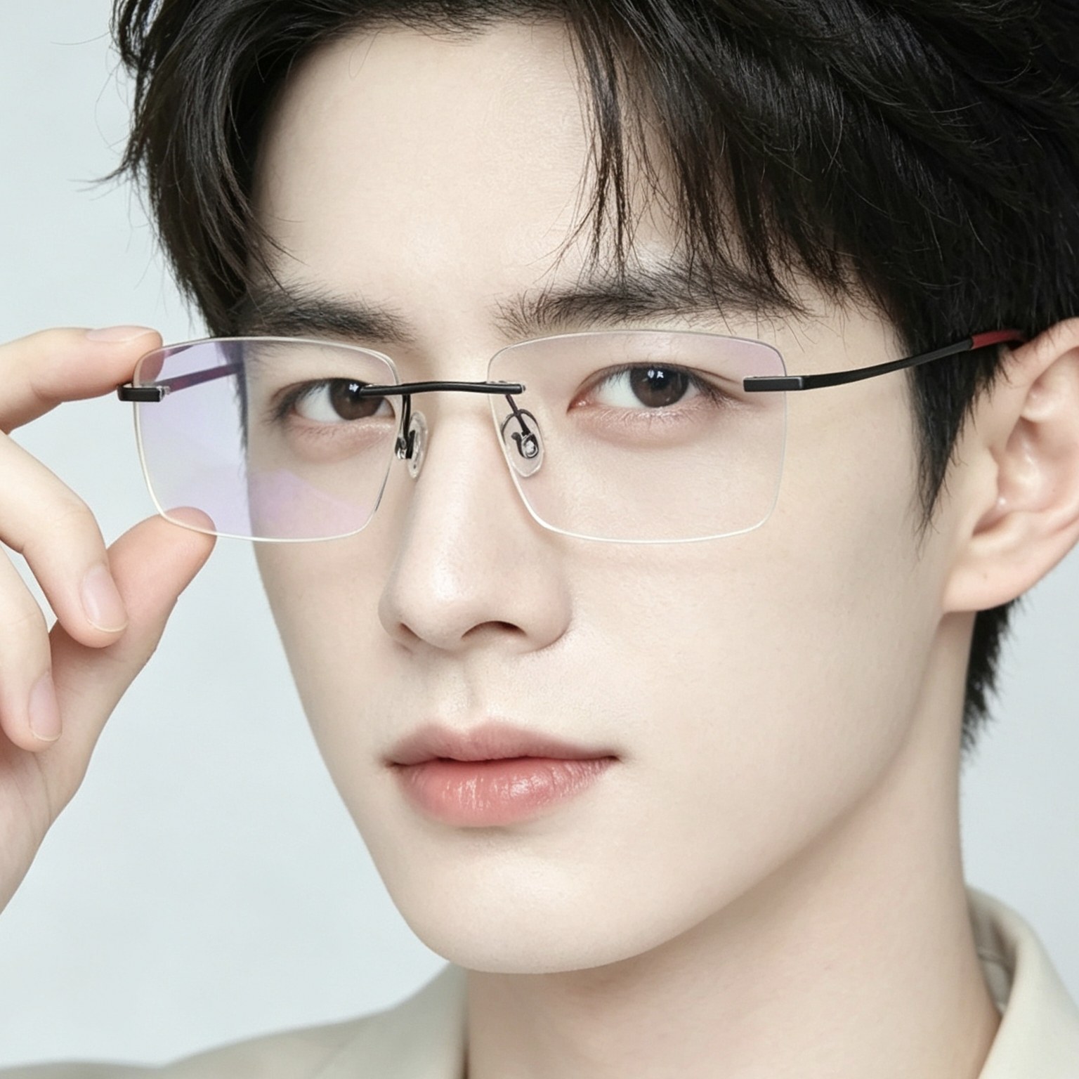 高质量纯钛无框近视眼镜框男款时尚商务无边框眼镜架专业配镜女生