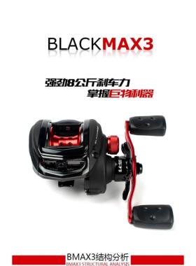 ABU阿布水滴轮BMAX3路亚轮筏轮远投防炸线刹车打黑雷强微物轮钓鱼