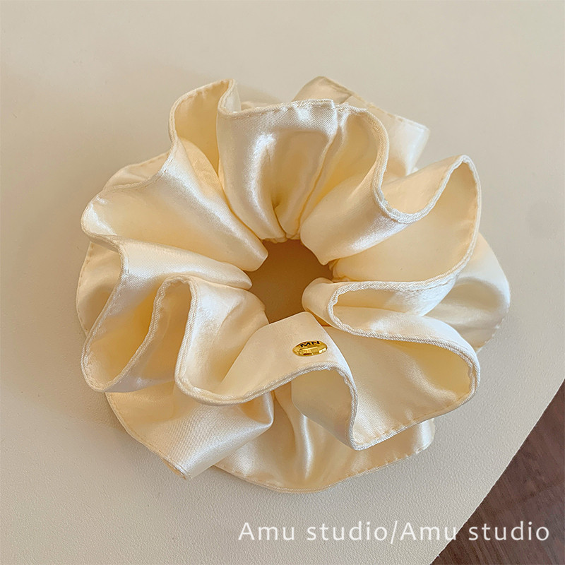 高级感缎面米色双层大肠发圈女韩系气质扎头发丸子头发绳头绳发饰,饰品/流行首饰/时尚饰品新,发饰,淘宝优惠券,粉丝福利购,淘宝优惠卷