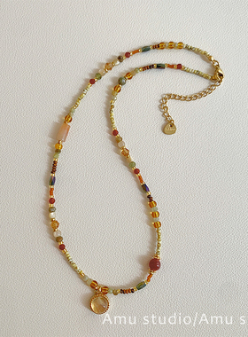 设计感小众天然石串珠吊坠项链女款2026新款高级感轻奢锁骨链颈链