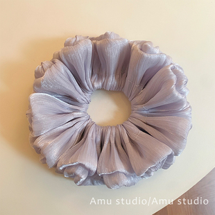 高级感紫色丝光大肠发圈女韩系甜美扎头发丸子头发绳头绳皮筋发饰