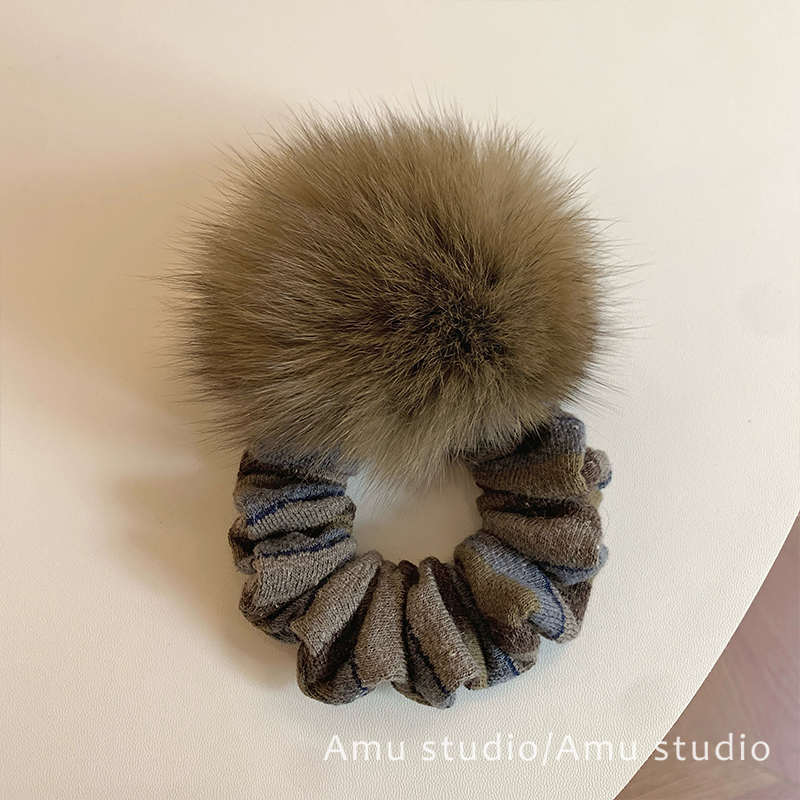 韩国东大门秋冬毛球大肠发圈女韩系气质扎头发低马尾发绳头绳皮筋