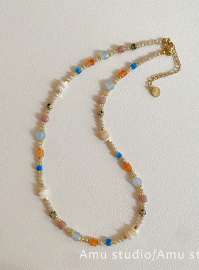 小众手工天然石串珠项链女款2026新款高级感轻奢锁骨链颈链配饰品