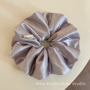 韩系高级感缎面紫色大肠发圈女气质扎头发丸子头发绳侧低马尾头绳