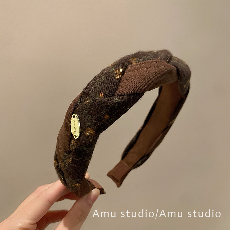 复古碎花麻花编织发箍女韩系气质高颅顶压发头箍日常百搭外出发卡