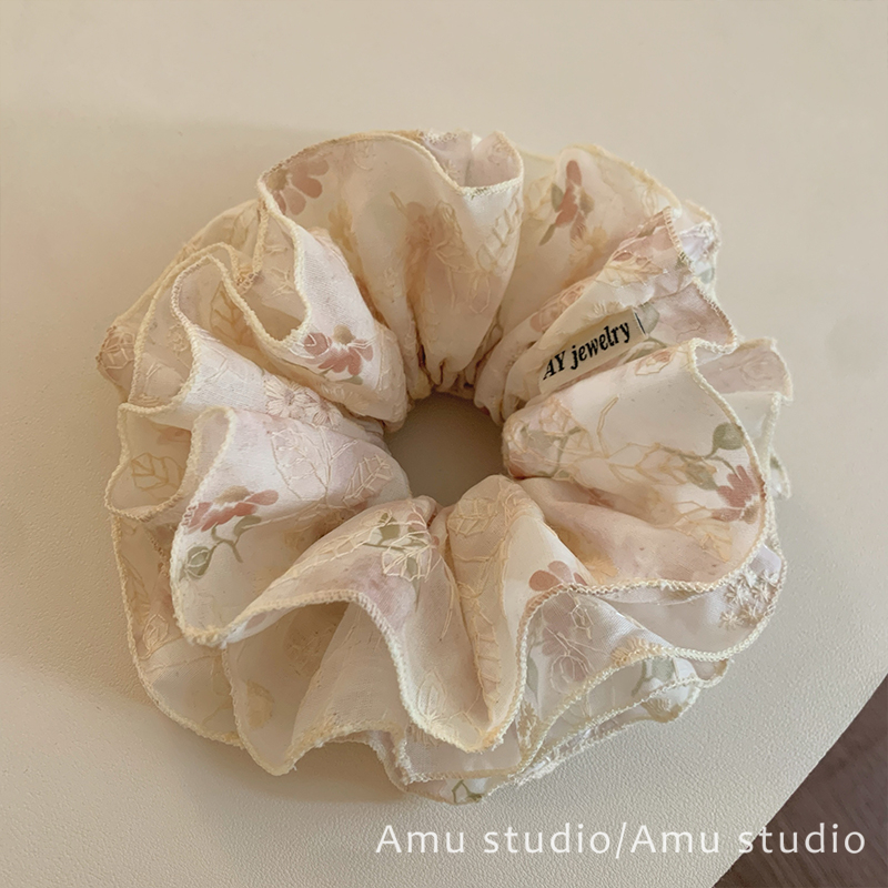 甜美花朵四层大肠发圈女优雅扎头发丸子头发绳低马尾头绳皮筋发饰