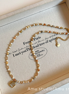 小众天然石串珠吊坠项链女款2026新款高级感轻奢锁骨链颈链配饰品