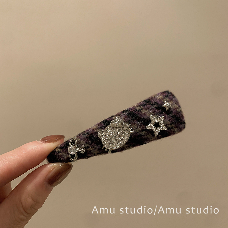 甜美可爱水钻KT猫星星发夹女前额碎发BB夹侧边刘海边夹发卡头饰品