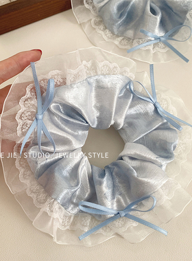 芭蕾风蕾丝丝带蝴蝶结发绳女大肠发圈头绳丸子头皮筋2024新款头饰