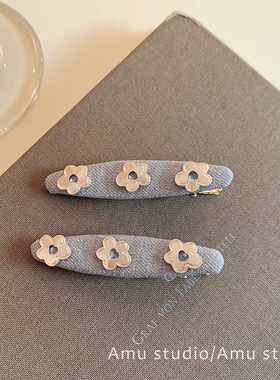 韩系灰色小号发夹女甜美前额碎发BB夹侧边刘海夹边夹鸭嘴夹一字夹