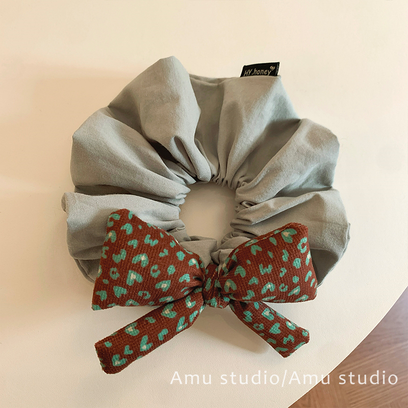 韩系豹纹爱心蝴蝶结大肠发圈女气质扎头发丸子头发绳头绳皮筋发饰