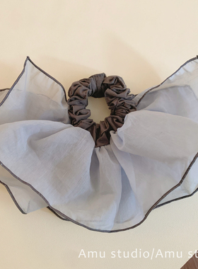 韩系灰色裙摆大肠发圈女气质甜美扎头发低马尾发绳头绳皮筋发饰品