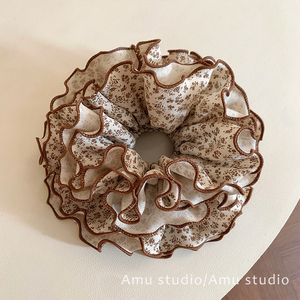 森系碎花四层大肠发圈女气质扎头发丸子头发绳低马尾头绳皮筋发饰