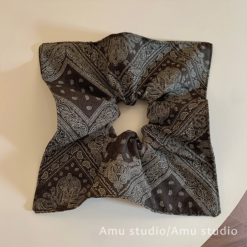 韩系复古腰果花方巾大肠发圈女气质方形扎头发低马尾发绳头绳皮筋