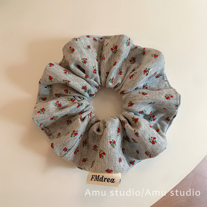 韩系灰色碎花大号大肠发圈女气质扎头发丸子头发绳低马尾头绳皮筋