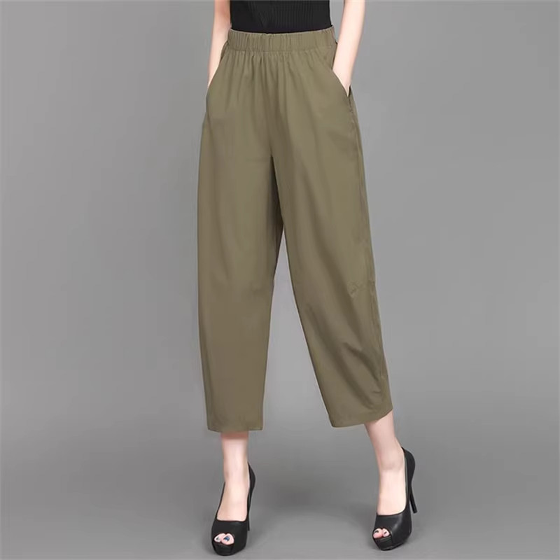 清仓捡漏~夏季阔腿裤女中年妈妈九分裤休闲哈伦裤小个子直筒裤女