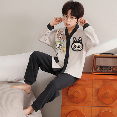 儿童睡衣男童秋冬德绒加厚款