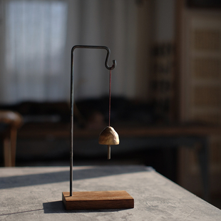 东际器物侘寂风铃铛摆件手工锻造铁艺桌面挂架民宿茶室装饰挂件