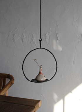 东际铁艺自在钩烛台花器托盘中式日式手工锻打诧寂风家居装饰挂件