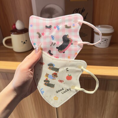 腊肠狗3D口罩女可爱高颜值卡通印花立体防护温柔显白一次性包装