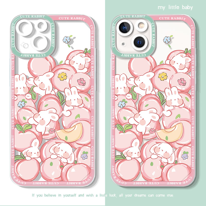 适用于iphone15promax苹果13手机壳14plus原创小众12mini透明x小米11华为mate40定制p60兔子p50斜挎背夹挂绳