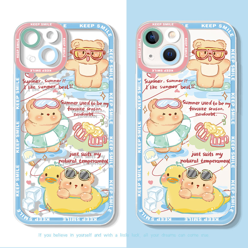 三川志适用于iPhone16promax苹果17手机壳13mini卡通小熊14plus华为mate60透明p50小米15多巴胺70夏天外壳scz,3C数码配件,手机保护套/壳,淘宝优惠券,粉丝福利购,淘宝优惠卷