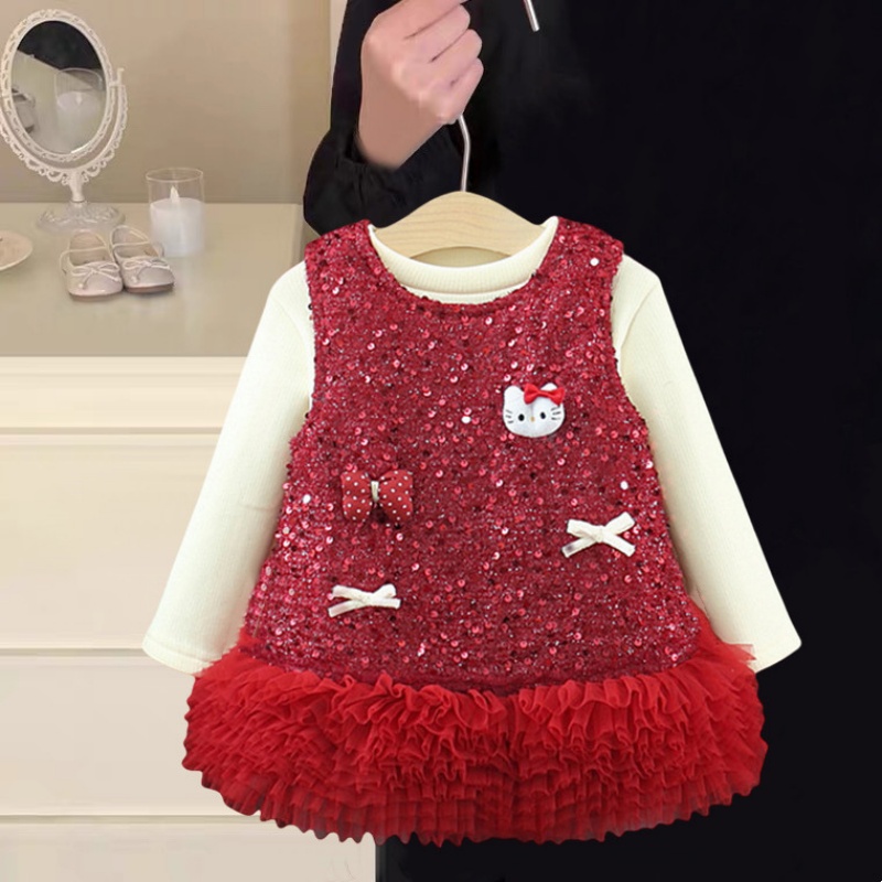 女童加绒连衣裙2025新款秋冬装