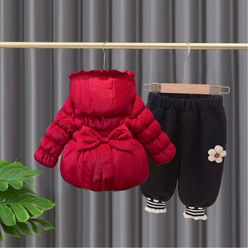 婴儿衣服冬季加厚保暖棉袄棉衣外套洋气小公主套装分体女宝宝冬装