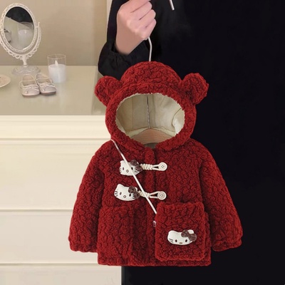 女童秋冬外套2025新款宝宝羊羔毛