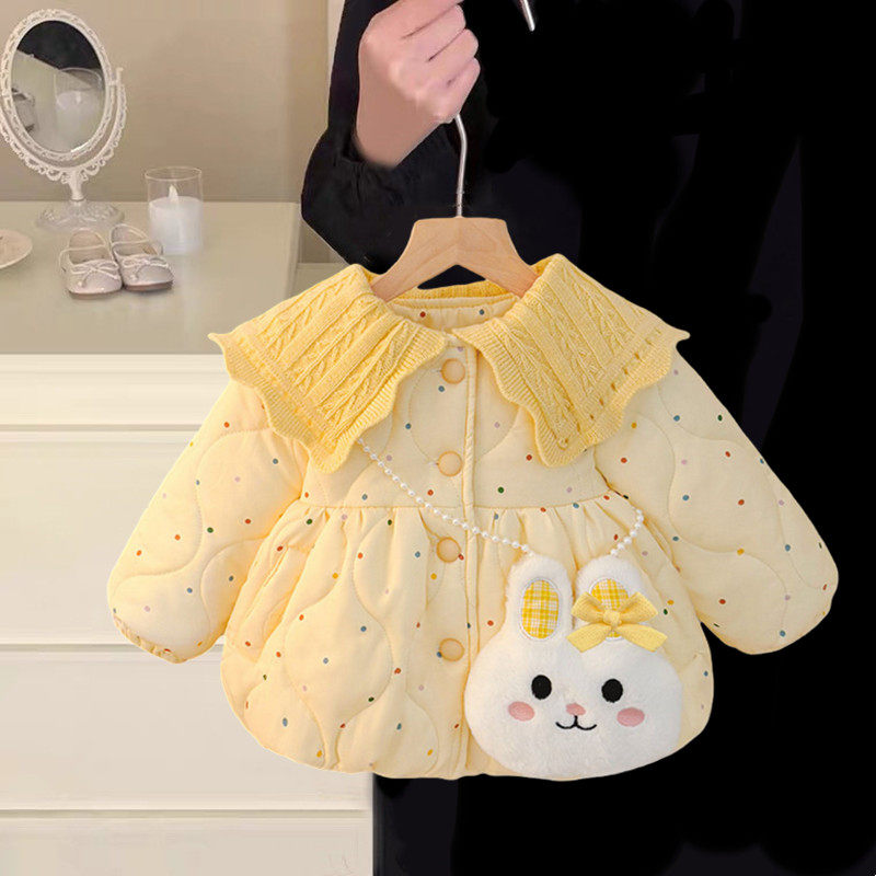女童加绒外套秋冬2026新款卡通小女孩加厚棉服韩版冬装儿童棉衣潮