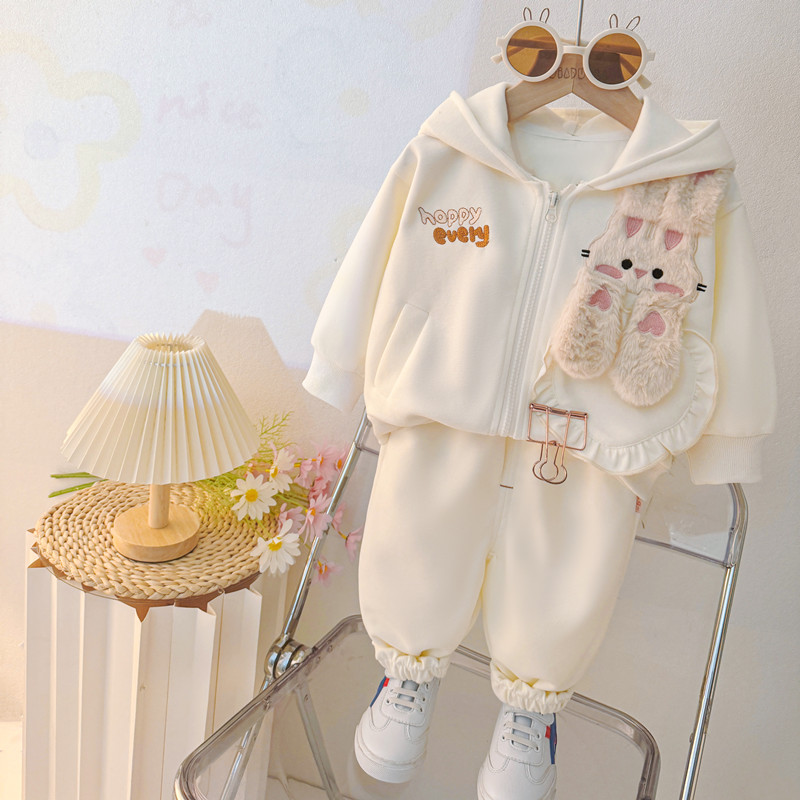 2025新款春秋洋气婴儿衣服纯棉套装周岁女宝宝裤子春季卫衣两件套