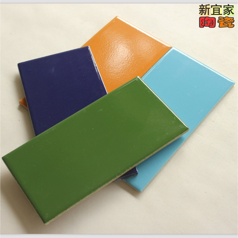 乡村家用天蓝红色广东外墙瓷砖室外10x20绿色瓷片瓷砖纯色釉面砖
