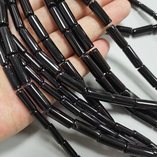 天然黑玛瑙长方柱形管珠散珠圆珠diy手链项链耳饰配件材料