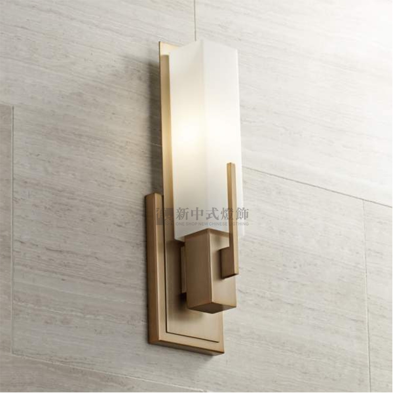 简约长方形金色拉丝亚克力罩壁灯酒店样板房客餐厅过道卧室床头灯