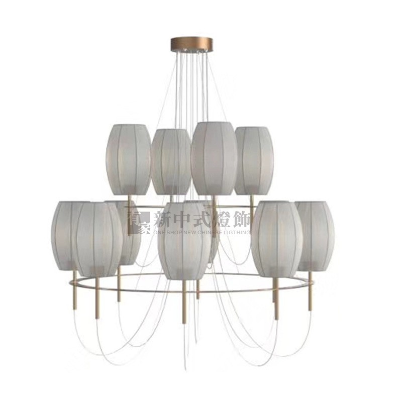 设计师原创新中式古典多头布艺吊灯现代酒店茶楼样板房客餐厅灯具,家装灯饰光源,餐厅吊灯,淘宝优惠券,粉丝福利购,淘宝优惠卷