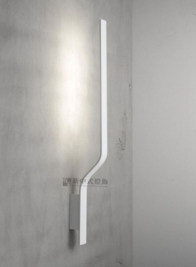 设计师简约方管S形白色长条LED壁灯酒店别墅客厅卧室过道走廊墙灯