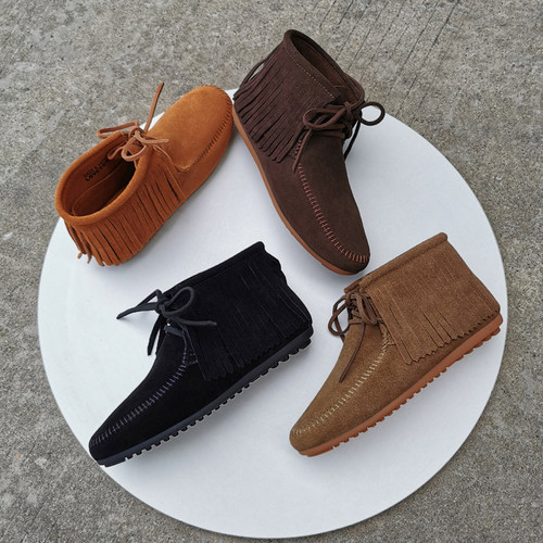 秋季新款唐卡软底豆豆女单鞋短靴