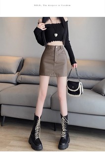 宽松显瘦百搭潮牌皮裙女 复古休闲半身裙女春秋款 2025新款 美式