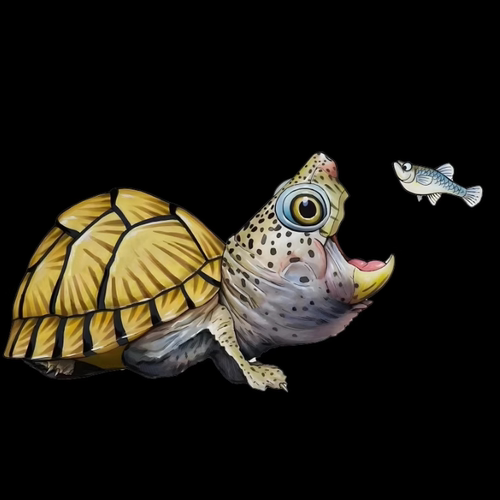 新款乌龟图窄桥木纹鱼缸贴纸背景高清画自粘喷水贴包邮蟒纹立体画