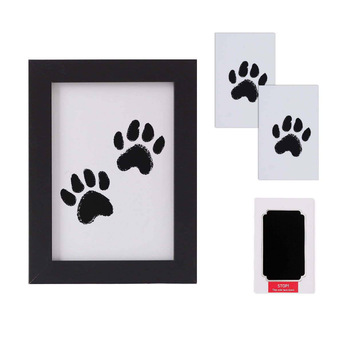 宠物狗狗猫咪DIY爪印相框免手洗墨垫印台5寸画框纪念相框套装