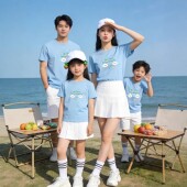 彩虹班服幼儿园表演服 海滩度假拍照亲子服纯棉短袖 甜美母女装 夏季