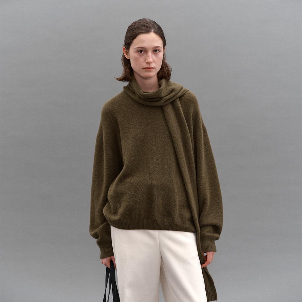 NOON飘带领宽松羊毛牦牛毛毛衣