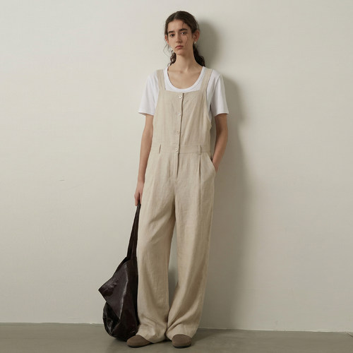NOON苎麻棉休闲阔腿连体裤