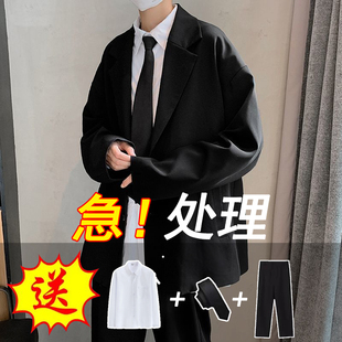 男韩版 新款 2023春季 小西装 潮牌宽松制服ins休闲班服西服外套 套装
