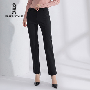 名师路裤子女秋冬新款黑色直筒休闲裤女显瘦百搭长裤加绒女裤