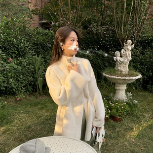 奶酷毛绒夹克可甜可盐中长款 Tracystyle 腰部抽绳秋冬ins小个子女
