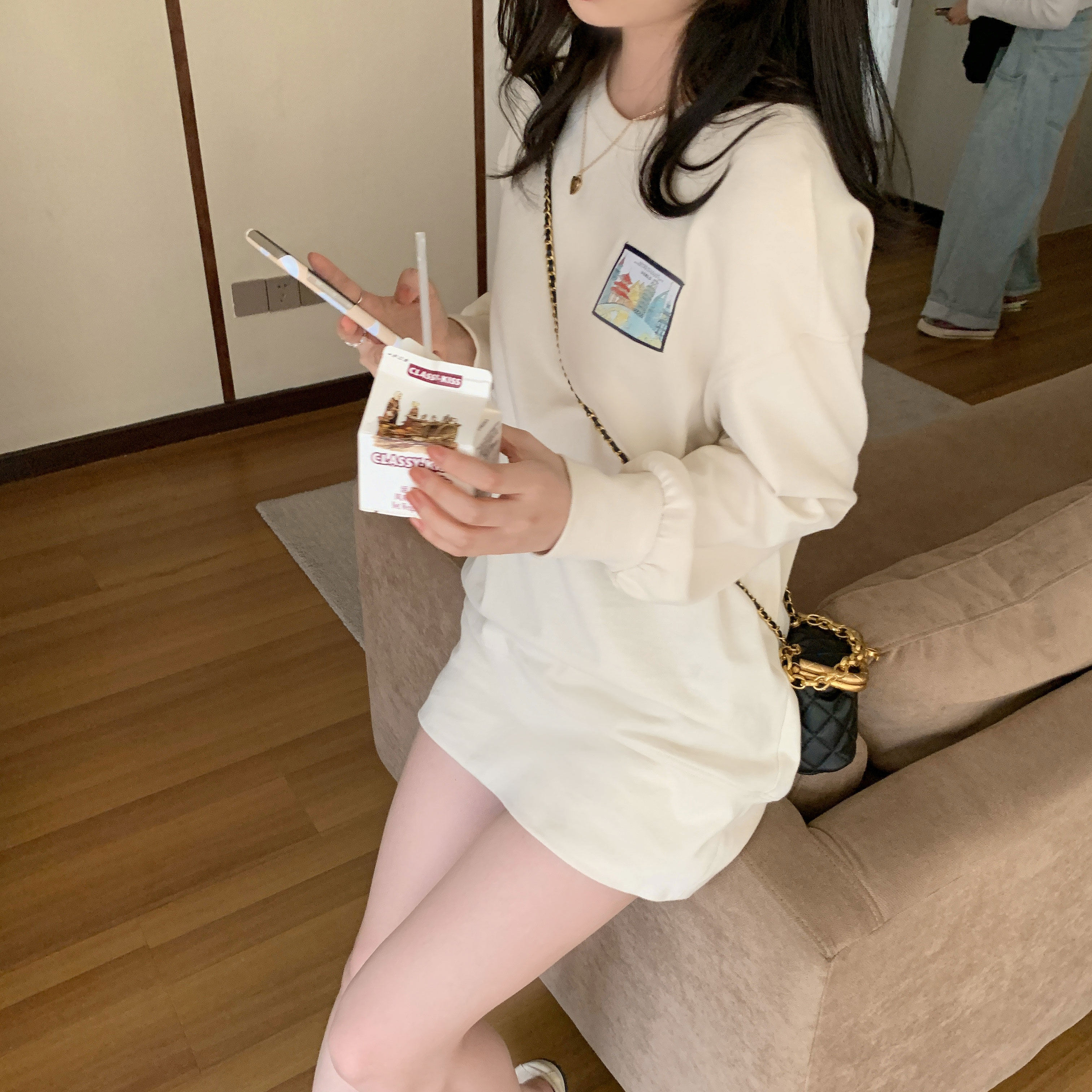 Tracystyle刺绣小胸标棉卫衣
