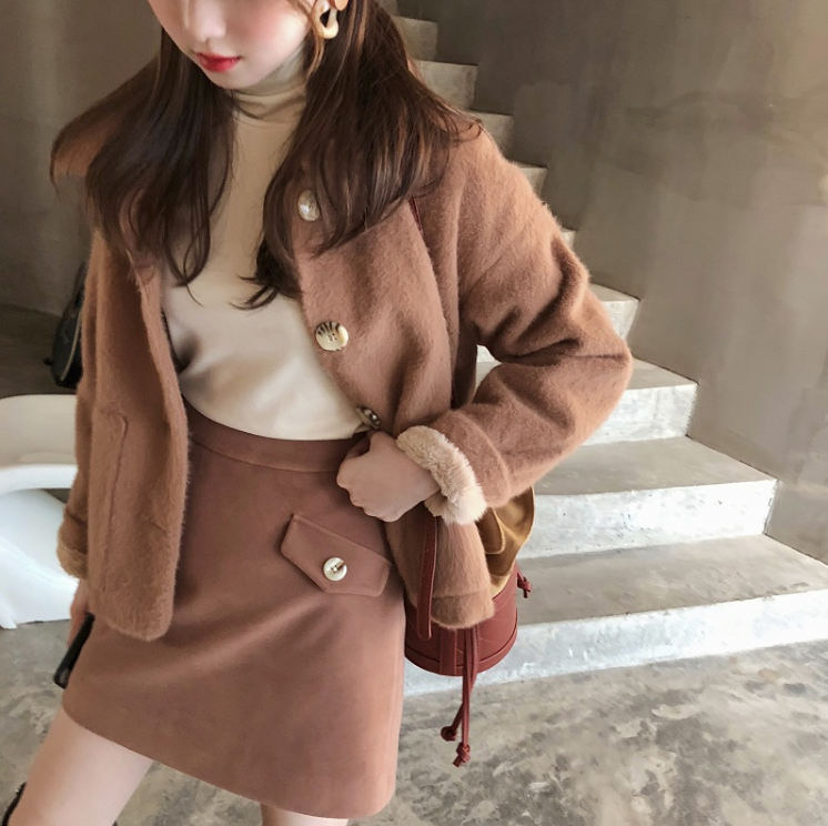 Tracystyle原创秋冬新款韩版绒毛呢两件套装保暖女短款外套+短裙,女装/女士精品,时尚套装,淘宝优惠券,粉丝福利购,淘宝优惠卷