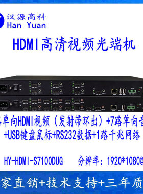 7路HDMI光端机+7路音频+RS232数据控制+USB鼠标键盘+1路千兆网络