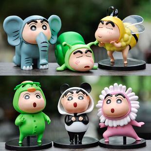 新品 蜡笔小新盲盒cos熊猫新少女心玩偶蜜蜂模型蜗牛手办桌面摆件